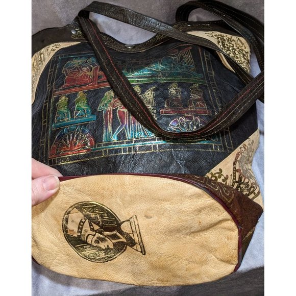 Metallic Rainbow Egyptian Hieroglyph Tote - Picture 4 of 5